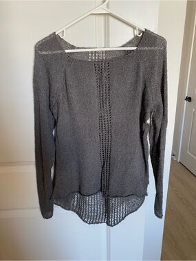 Buckle Charcoal Knit Scoop Neck Sweater